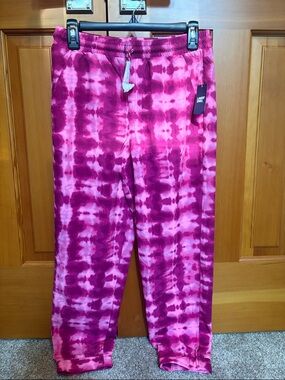 Lands' End Girls' Pink Tie-Dye Joggers Sweat Wicking XL 14/16 NWT